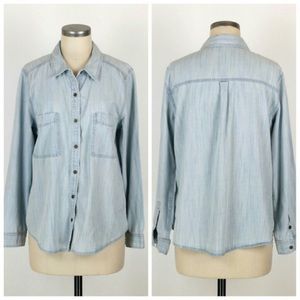Womens Eileen Fisher Denim Button-Up Shirt Large